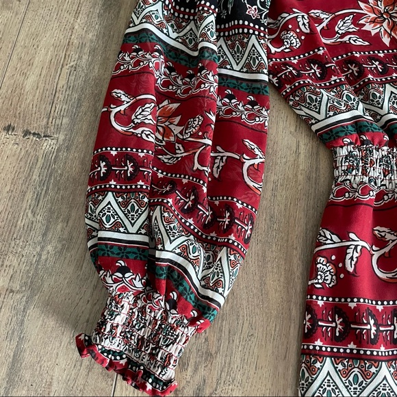 H&M Conscious Burgundy Floral Chiffon Maxi Dress - Picture 6 of 8